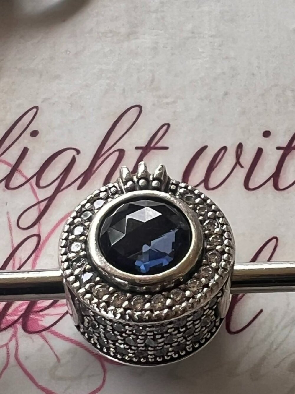 Authentic Pandora Sparkling Blue O Crown Charm #799058C01